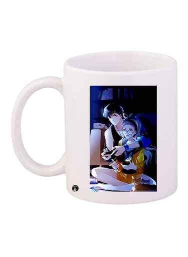 Anime Couple Printed Coffee Mug White/Blue/Beige