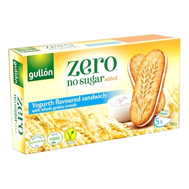 Gullon Zero No Sugar Added Yogurt Flavour Cream Filling Sandwich Biscuits, 220g