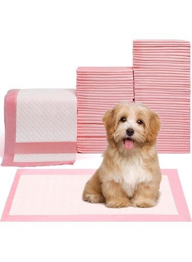 Pink Disposable Absorbent Quick Drying Leak-Proof Pee Pads For Potty Training For Pets, 60X60cm L - 50 Pieces