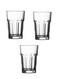 3 Pieces Casablanca Long Drink Glass Set 355 Ml, 122 Mm Height, 83 Mm Diameter, Fully Tempered Clear