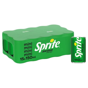 Sprite Zero Calories Carbonated Soft Drink Can, 150ml Pack of 15