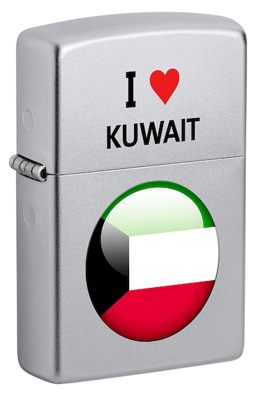 Zippo CI412708 205 I Heart Kuwait Design Satin Chrome Windproof Lighter