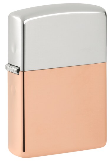 Zippo 48694 Bimetal Case Lighter Sterling Silver Lid Solid Copper Windproof Lighter
