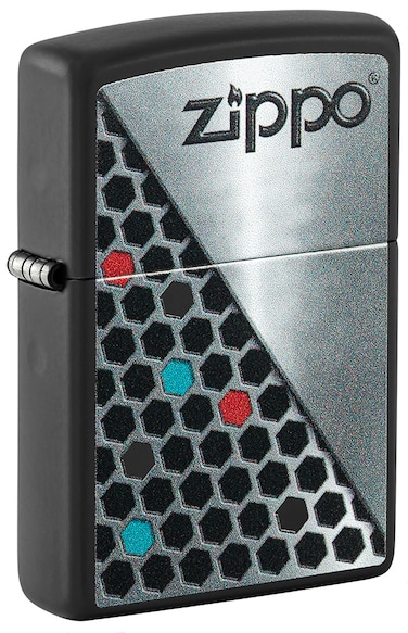 Zippo 48709 218  Zippo Hexagon Design Black Matte Windproof Lighter