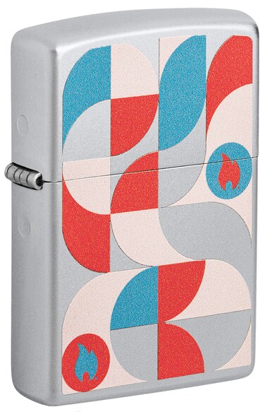 Zippo 48712 205 Geometric Design Satin Chrome Windproof Lighter