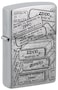 Zippo 48713 200 Bottom Stamps Design Brushed Chrome Windproof Lighter