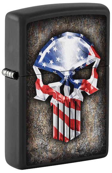 Zippo CI400236 218 Flag Skull Black Matte Windproof Lighter