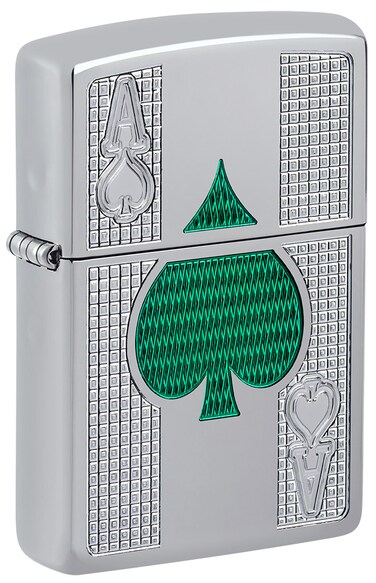 Zippo AE401575 167 Ace Design Armor High Polish Chrome Windproof Lighter