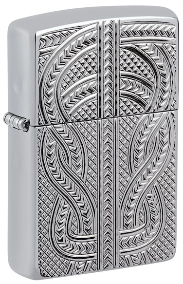Zippo AE400714 167 Greek Pattern Armor High Polish Chrome Windproof Lighter