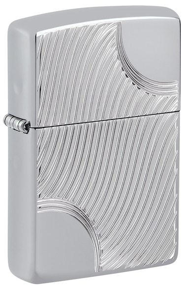 Zippo AE184964 167 Angled Curves Armor High Polish Chrome Windproof Lighter