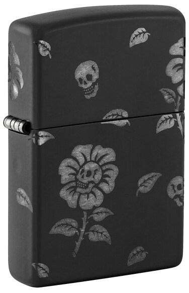 Zippo 48931 218 Flower Skulls Design Black Matte Windproof Lighter