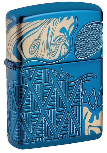 Zippo 49705 20446 Skull Design High Polish Blue Windproof Lighter
