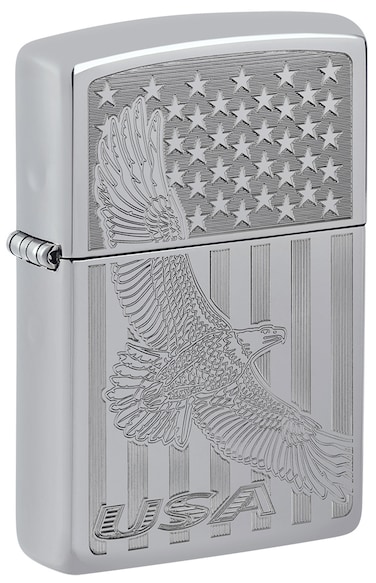 Zippo AE400046 250 USA Flying Eagle High Polish Chrome Windproof Lighter