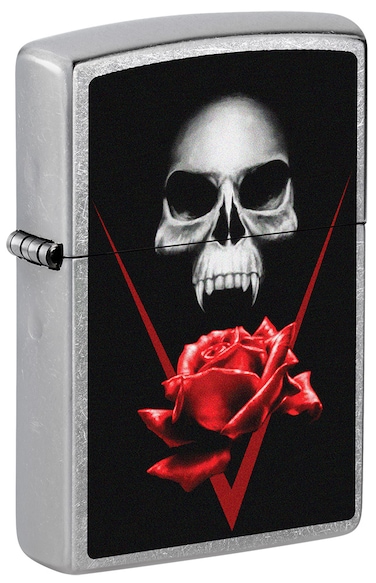Zippo CI000329 207 Skull Rose Street Chrome Windproof Lighter