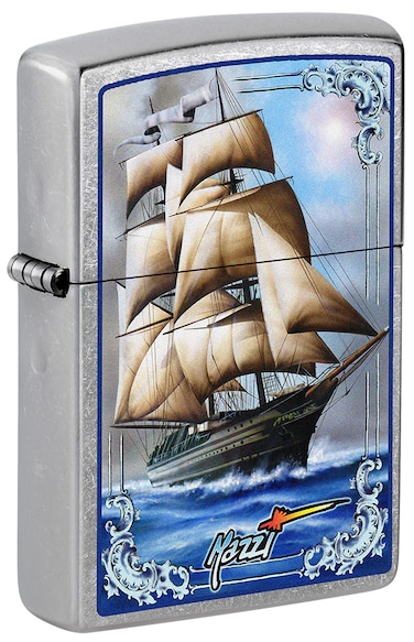 Zippo CI007466 207 Mazzi Tall Ship Street Chrome Windproof Lighter