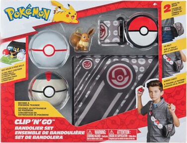 Pokemon Pkw3157 Bandolier Set - Premier Ball, Timer Ball &amp; Eeve, Official Set with Figure