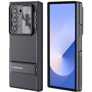 Nillkin For Samsung Galaxy Z Fold 6 Case with Stand, Built-in [Camera Lens Protector] [Hinge Protection] [ Screen Protector] Full Cover Slim Thin Protective Phone Case for Galaxy Z Fold 6 2024, Black