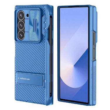 Nillkin For Samsung Galaxy Z Fold 6 Case with Stand, Built-in [Camera Lens Protector] [Hinge Protection] [ Screen Protector] Full Cover Slim Thin Protective Phone Case for Galaxy Z Fold 6 2024, Blue