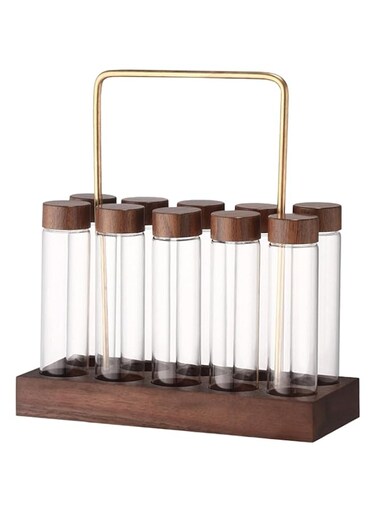 YUEPAO 10 Pieces Single Dose Coffee Bean Cellar Tube Dosing Glass Vials and Lids Tubes Coffee Bean Cellars for Coffee Lovers Birthday Gifts
