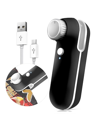 Mini Bag Sealer, 2 in 1 USB Rechargeable Heat Sealer and Cutter, Mini Chip Bag Sealer Heat Seal, with Soft Magnetic Portable Bag Machine, for Plastic Bags Snacks Freshness and Food Storage (Black)