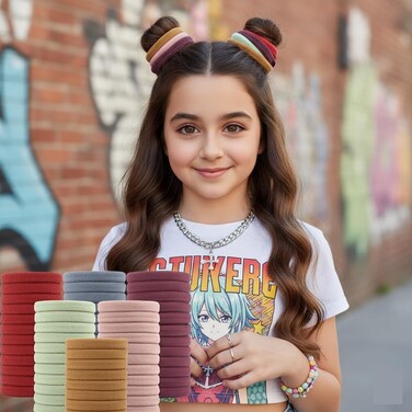 60PCS Colorful Hair Bands for Women &ndash; Soft Cotton Seamless Hair Ties, No Damage Ponytail Holders for Thick or Thin Hair
