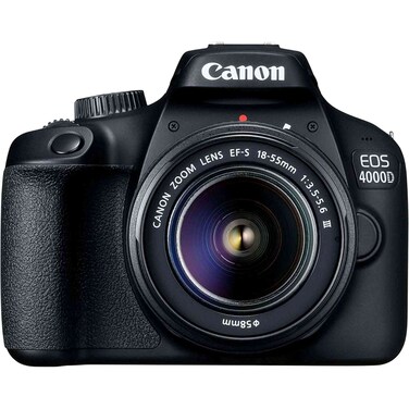 Canon EOS 4000D DSLR Camera with EF-S 18-55mm f/3.5-5.6 DC III Lens, 18 MP, Black
