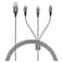 Cellairis Premium Nylon 3-in-1 Micro USB, USB-A, USB-C and Lightning Charging Cable, Dark Grey, 1.5m