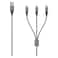 Cellairis Premium Nylon 3-in-1 Micro USB, USB-A, USB-C and Lightning Charging Cable, Dark Grey, 1.5m