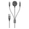 Cellairis Premium Nylon 3-in-1 USB-A, USB-C and Lightning Charging Cable with Magnetic Watch Charger, Grey, 1.5m