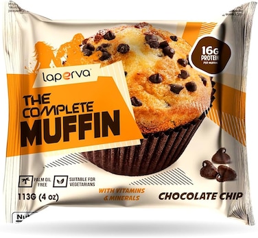 Laperva The Complete Muffin - Muscle Gain Protein Muffin,16g Protein - Ideal for Muscle Gain and Weight Management - Chocolate Chip - 113g   Nutrient-Rich Snack with Vitamins, Minerals - 1 pcs