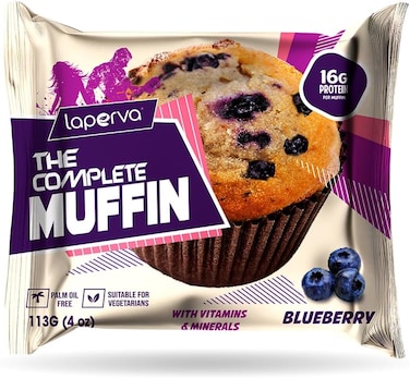 Laperva The Complete Muffin - Muscle Gain Protein Muffin,16g Protein - Ideal for Muscle Gain and Weight Management - Blueberry - 113g   Nutrient-Rich Snack with Vitamins, Minerals - 1 pcs