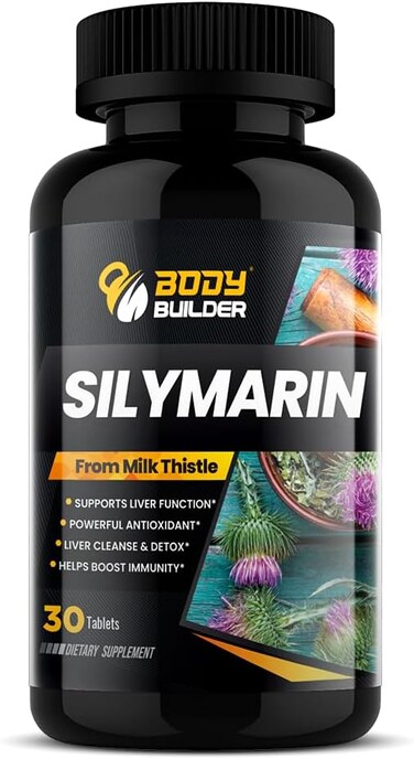 Body Builder Silymarin, Ultimate Liver Support &amp; Immune Boost, Antioxidant-Rich Vegetarian Tablets, Detox, Digestive Wellness, GMO-Free, Made In The USA, 30 Tab