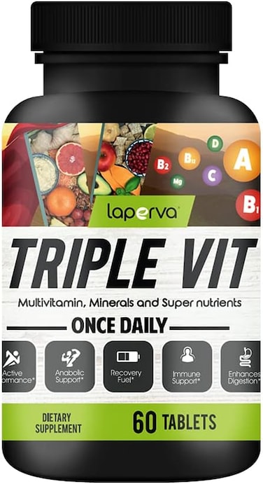 Laperva Triple Vit Multivitamin 60 Tablets - Comprehensive Immune Support, Bone Health, Energy Boost, Cognitive Function - Rich in Antioxidants, Phytonutrients &amp; Essential Vitamins