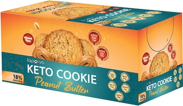 Laperva Keto Cookie, Peanut Butter, 18% Protein, Keto Friendly, Palm Oil &amp; Gluten Free, 55mg Calcium (Box Of 18)