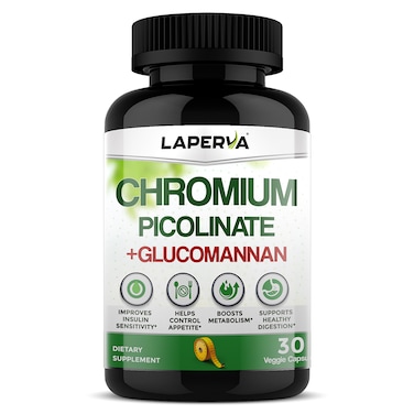 Laperva Chromium Picolinate + Glucomannan, 30 Veggie Capsules