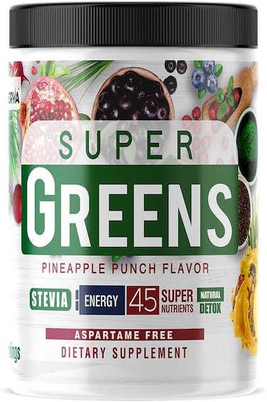Laperva Super Greens Powder -Supports Energy, Digestion, Detox &amp; Immune Health &ndash; Non-Gmo, No Added Sugar (330gram) (Pineapple Punch)