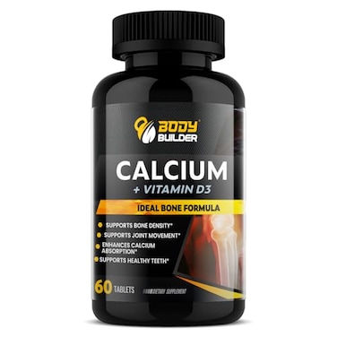 أقراص الكالسيوم وفيتامين د3 لبناء الجسم، 60 قرصًا، تدعم كثافة العظام ومرونة المفاصل وامتصاص الكالسيوم، مناسبة للنباتيين، خالية من الغلوتين