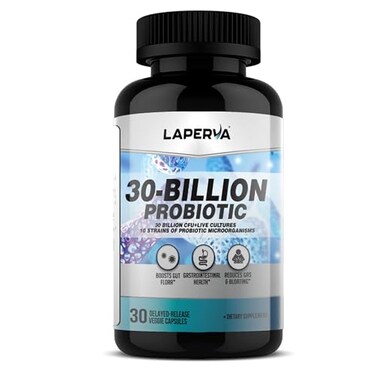 لابيرفا 30 مليار بروبيوتيك مع 10 سلالات بروبيوتيك، يدعم صحة الأمعاء وتوازن الجهاز الهضمي، يقلل الغازات والانتفاخ، نباتي وغير معدل وراثيًا، 30 كبسولة نباتية ذات إطلاق متأخر