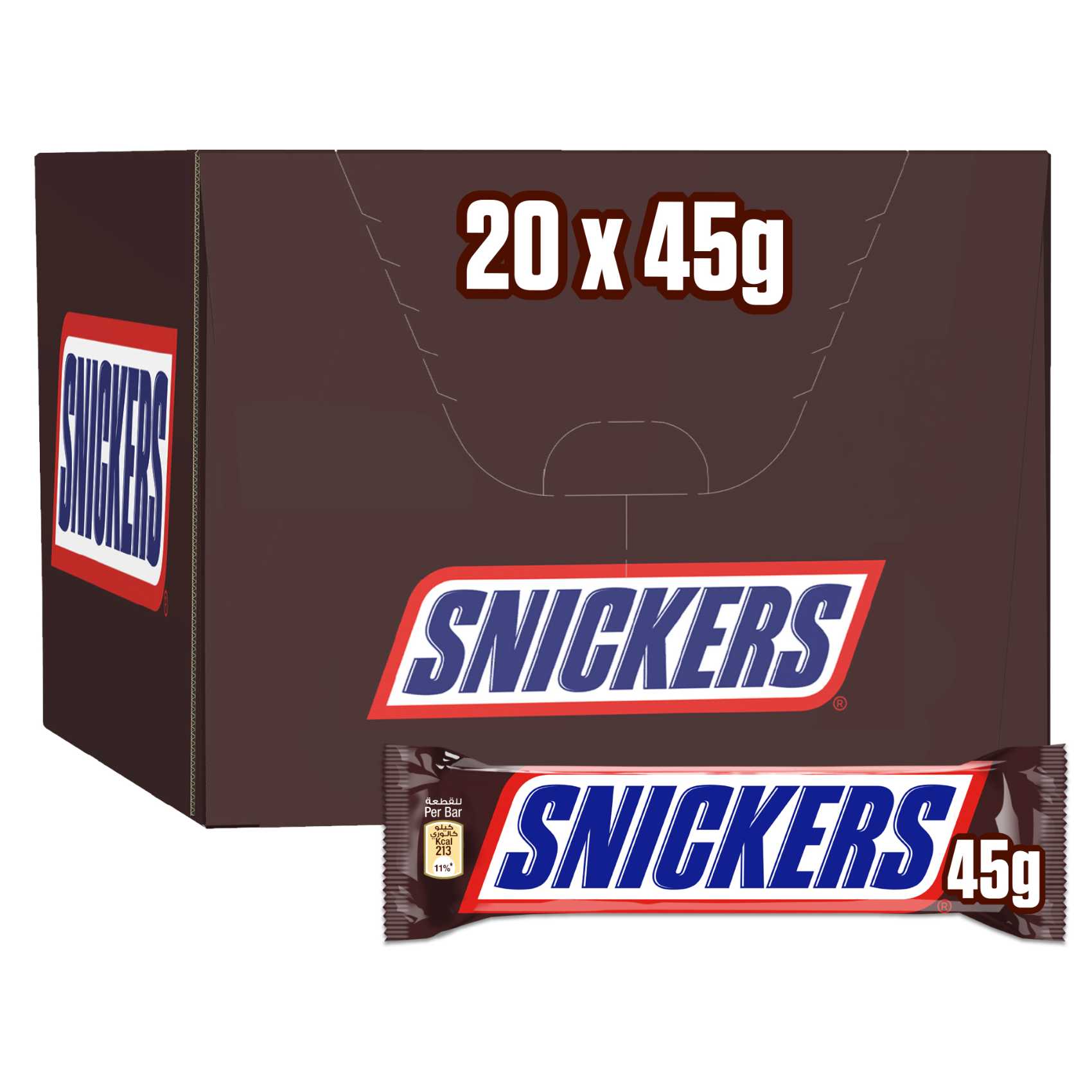 Buy Snickers Chocolate Original, Pack of 20x45g Online | Carrefour UAE