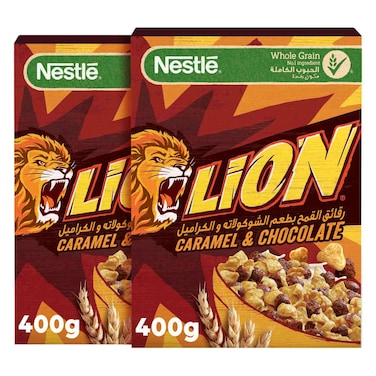 Nestle Lion Caramel and Chocolate Breakfast Cereal, 400g Pack of 2