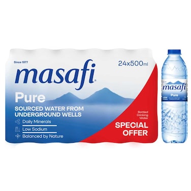 Masafi Pure Low-Sodium Drinking Water 500ml Pack of 24