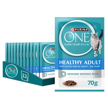 Purina One Healthy with Ocean Fish in Gravy Adult Cat Wet Food, 1 Years and above, 85g Pack of 12