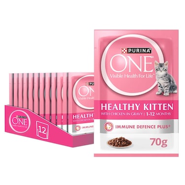 Purina One Healthy with Chicken in Gravy Kitten Wet Food, 85g Pack of 12