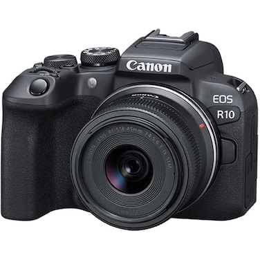 Canon EOS R10 Mirrorless Camera with RF-S 18-45mm f/4.5-6.3 IS STM Lens, 24.2 MP, Black