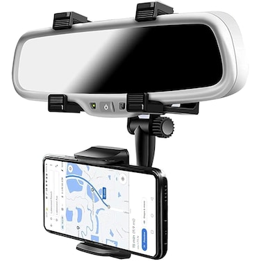 حامل هاتف بمرآة الرؤية الخلفية للسيارة، يدور 360 درجة، حامل متعدد الوظائف للهاتف وحامل GPS حامل هاتف السيارة العالمي لجميع الهواتف الذكية