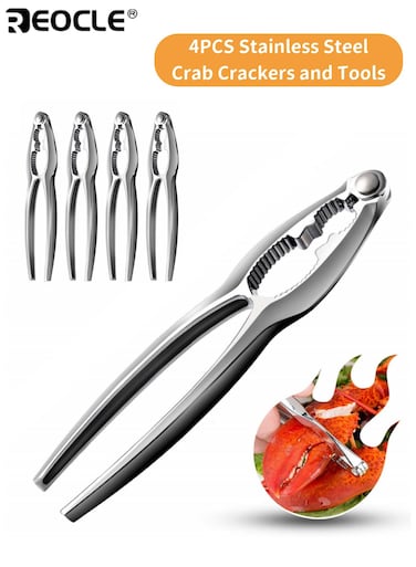 4 PCS Crab Leg Crackers and Tools Shellfish Crab Claw Seafood Lobster Cracker Set Multi-Purpose Nut Crackers for Crab Legs Easy to Use Durable Ideal for Seafood Lovers Home Dinners Parties