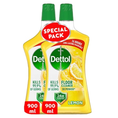 Dettol Antibacterial Floor Cleaner Lemon Scent, 900ml Pack of 2