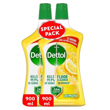 Dettol Antibacterial Floor Cleaner Lemon Scent, 900ml Pack of 2