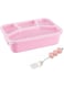 GUYANA Snack Container, 950ml Wheat Straw Bento Box Lunch Container for Kids and Adults, Reusable 4 Compartments Meal Prep Container Lunchable Container with Fork for School Work Travel (Pink)