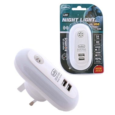 سانتش ضوء ليلي LED مع USB A94 - أبيض 1 واط